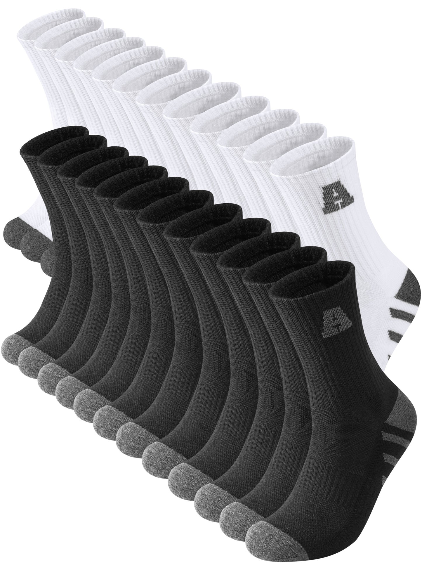KOITHOT 12 Pairs Mens Crew Socks Athletic Men Socks Sport Cushioned Breathable Socks for Men Size 10-13