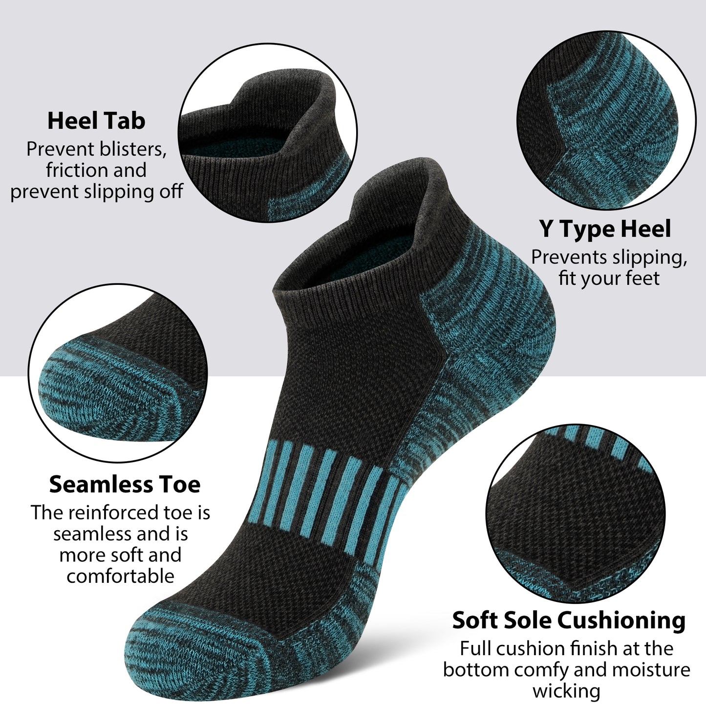 KOITHOT 12 Pair Men Ankle Cushioned Breathable Low Cut Athletic Running Running Socks for Men Size 6-9