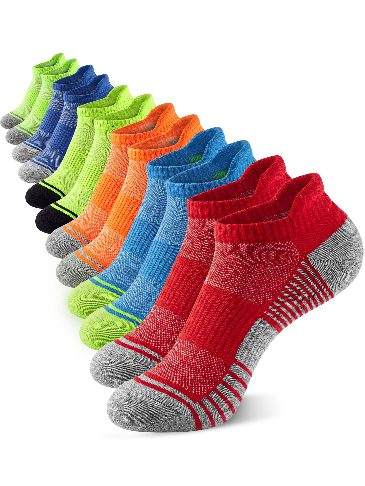 KOITHOT 12 Pairs Mens Ankle Socks Athletic Low Cut Cushioned Comfortable Running Socks for Men Size 6-9