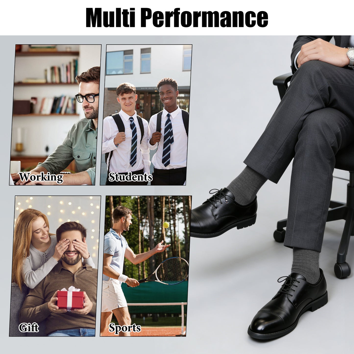 KOITHOT 5 Pack Dress Socks for Men Crew Socks Fashion Business Casual Cotton Mens Socks Size 10 13
