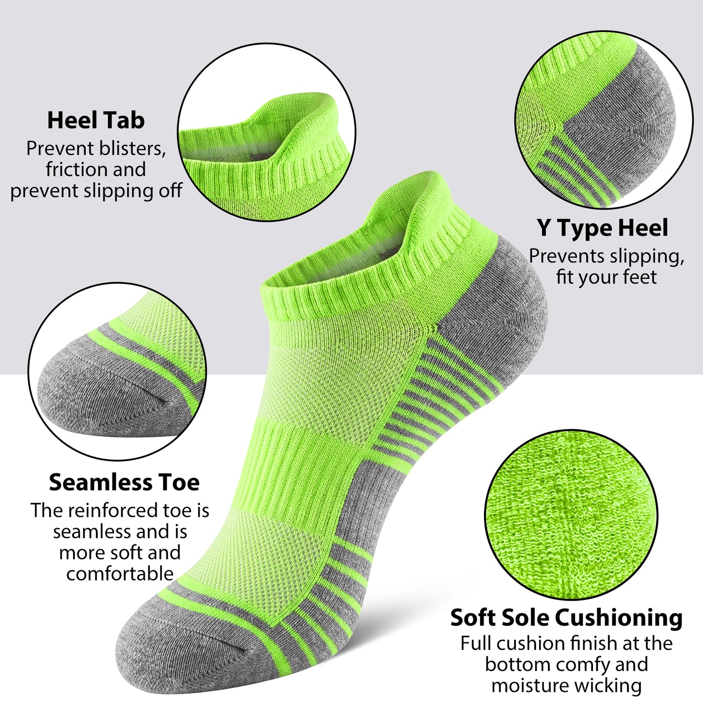 KOITHOT 12 Pairs Mens Ankle Socks Athletic Low Cut Cushioned Comfortable Running Socks for Men Size 6-9