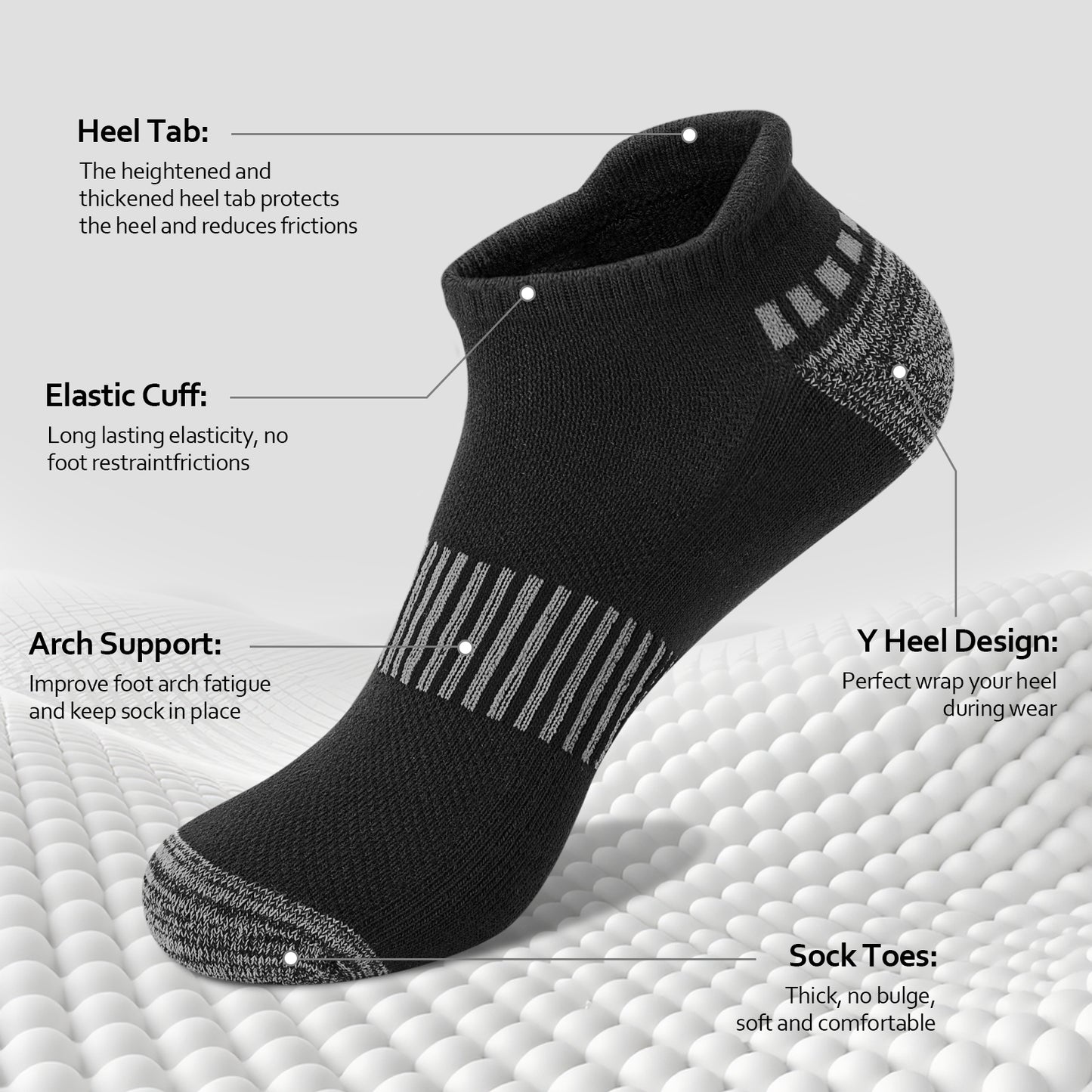KOITHOT 12 Pairs Socks for Men with 4 No Show, 4 Ankle and 4 Crew, Cushioned Breathable Men Socks Size 10-13
