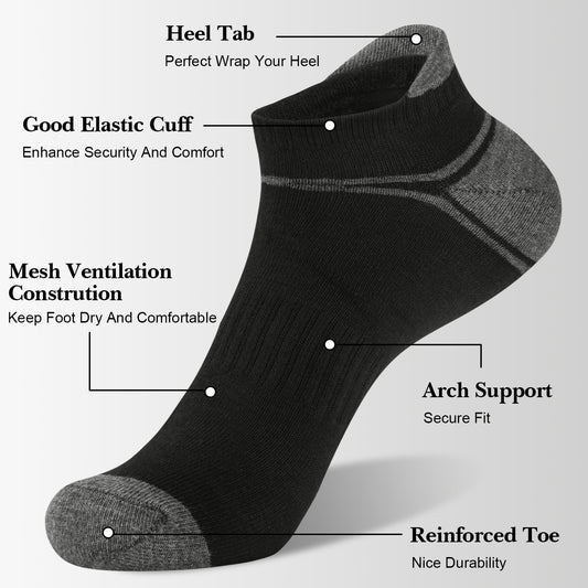 KOITHOT 24 Pairs Men Ankle Socks, Low Cut Comfortable Lightweight Running Socks for Men Size 6-9
