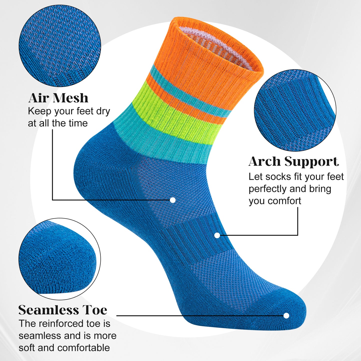 KOITHOT 12 Pairs Mens Crew Socks Cushioned Breathable Sports Athletic Socks Crew Socks for Men Size 6-9