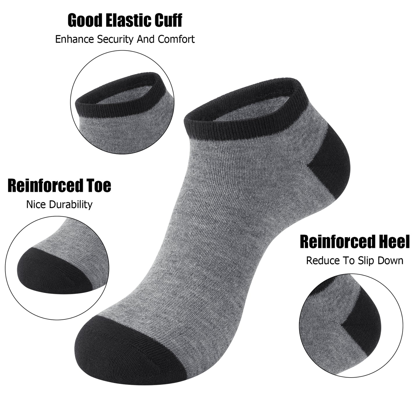 KOITHOT 50 Pair Low Cut Men Ankle Socks Lightweight Breathable Casual Socks for Men Value Pack