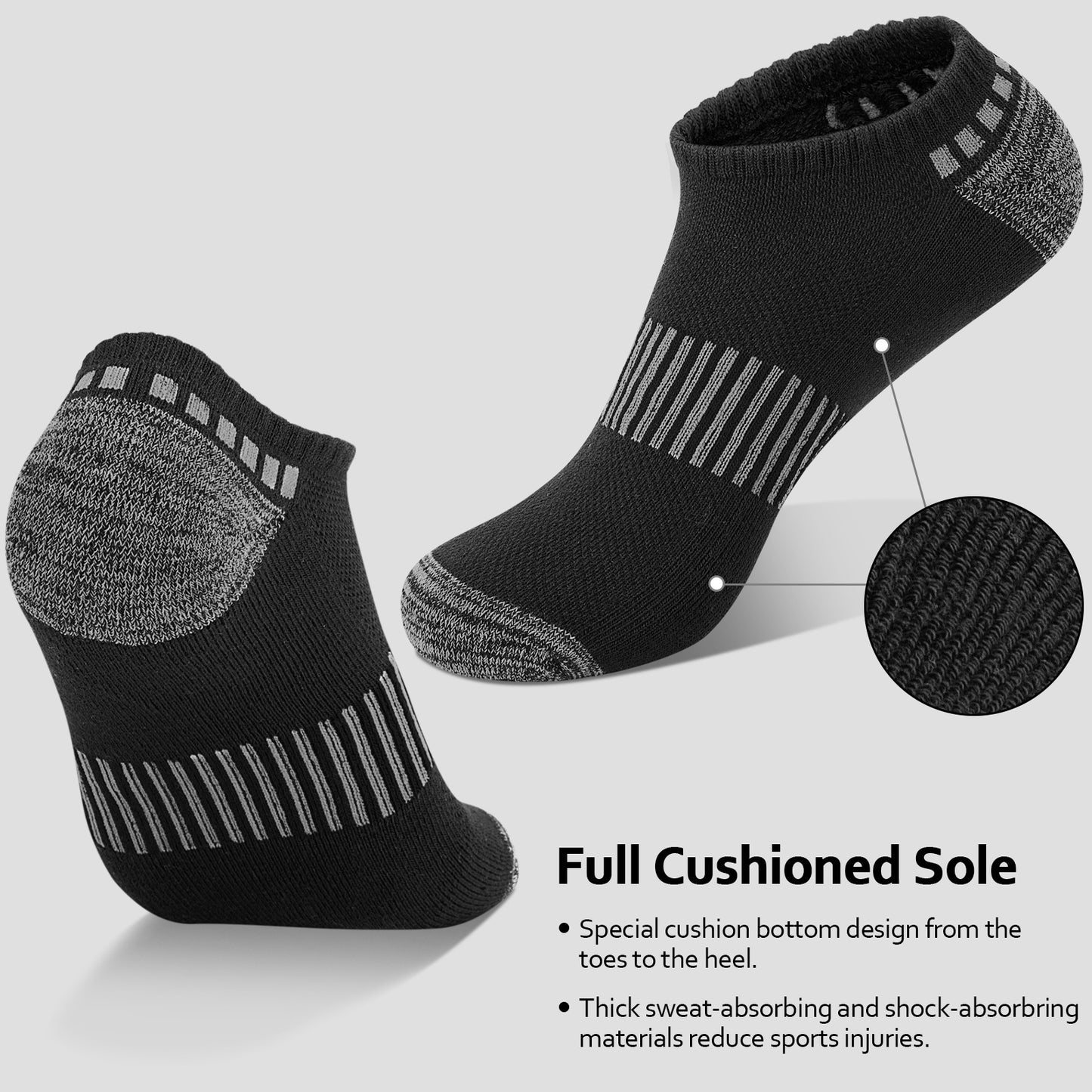 KOITHOT 12 Pairs Socks for Men with 4 No Show, 4 Ankle and 4 Crew, Cushioned Breathable Men Socks Size 10-13
