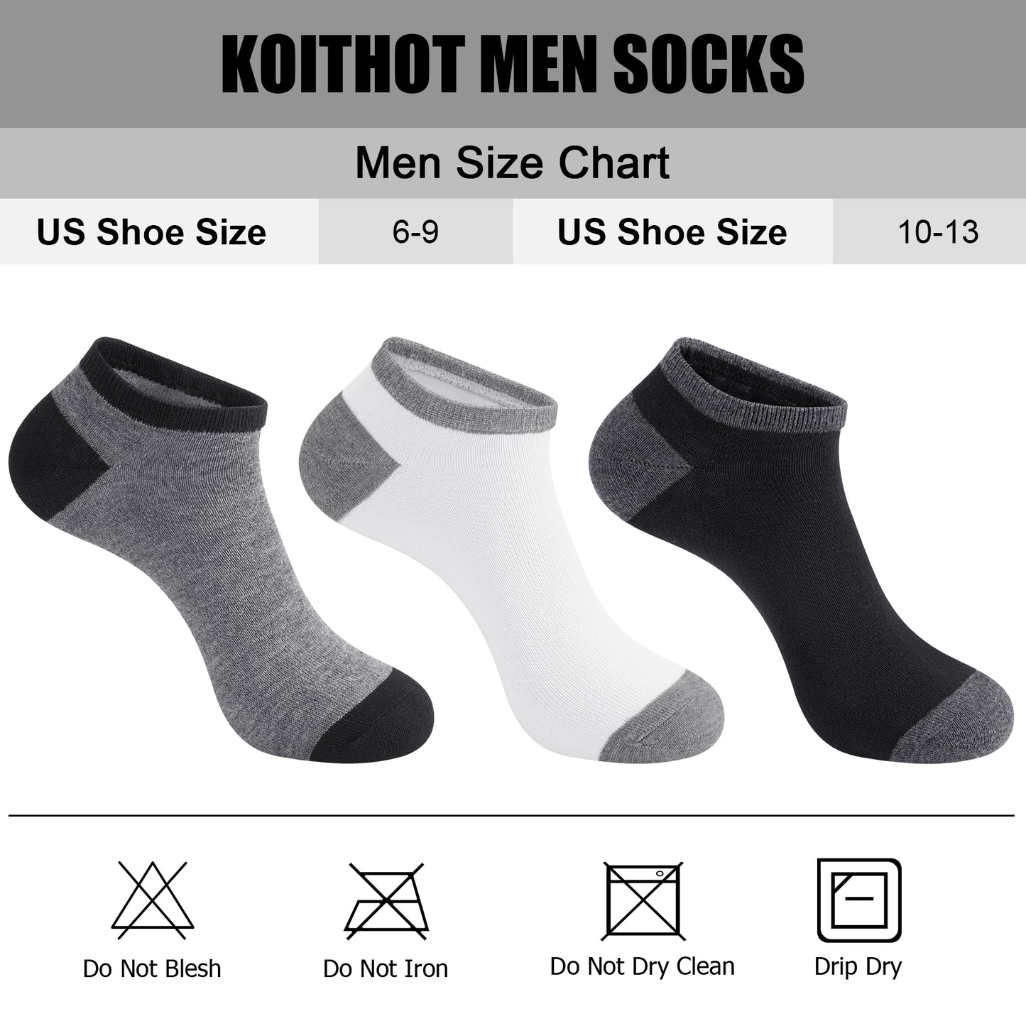 KOITHOT 50 Pair Low Cut Men Ankle Socks Lightweight Breathable Casual Socks for Men Value Pack