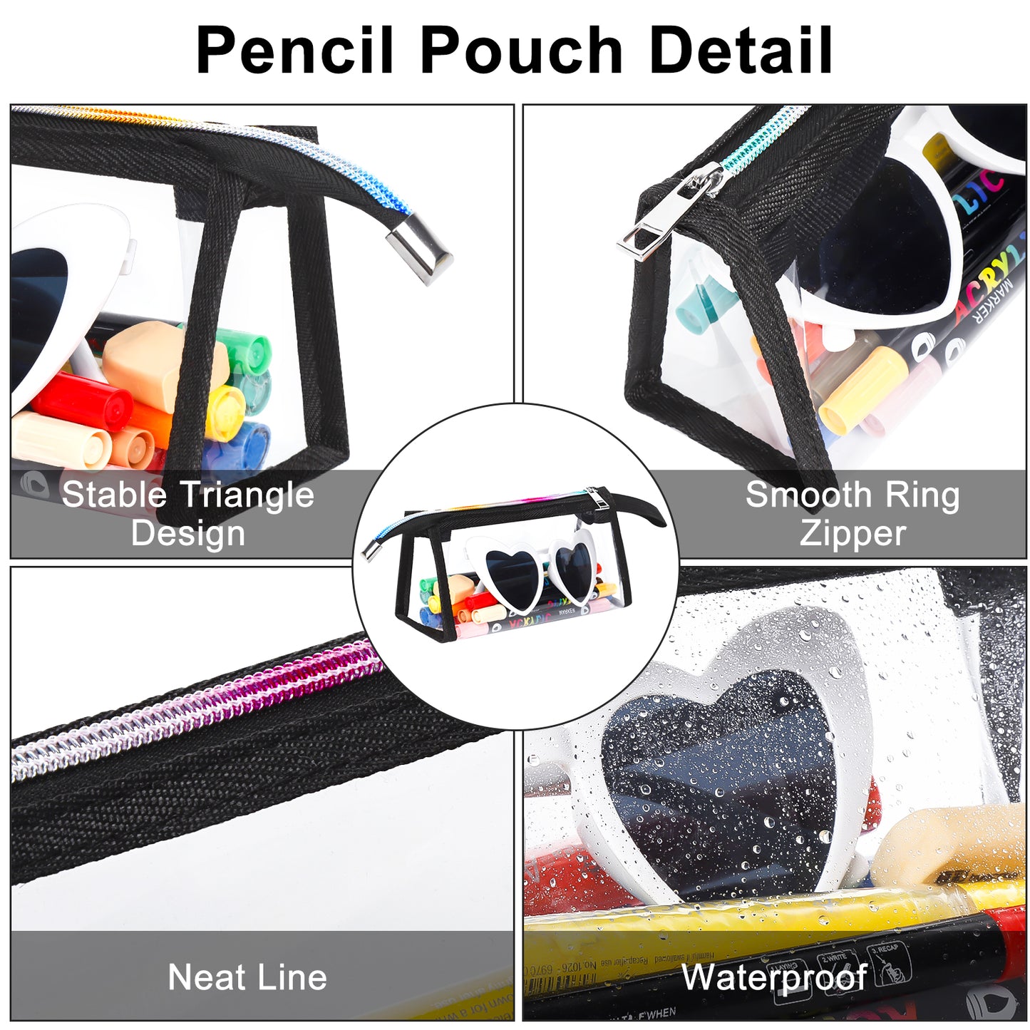 KOITHOT Clear Backpacks Heavy Duty Large Capacity Transparent Waterproof Bookbags with Matching Pouch for School Stadium College
