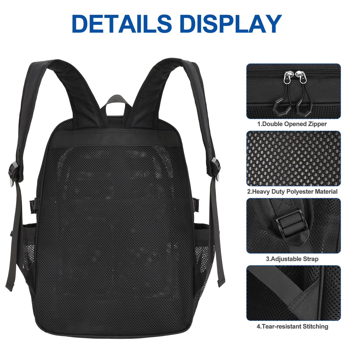 KOITHOT Mesh Backpack Heavy Duty, Stadium Approved Multi-Pocket Beach Backpacks for Adults, See Through Transparent Mesh Bookbag for School & Travel