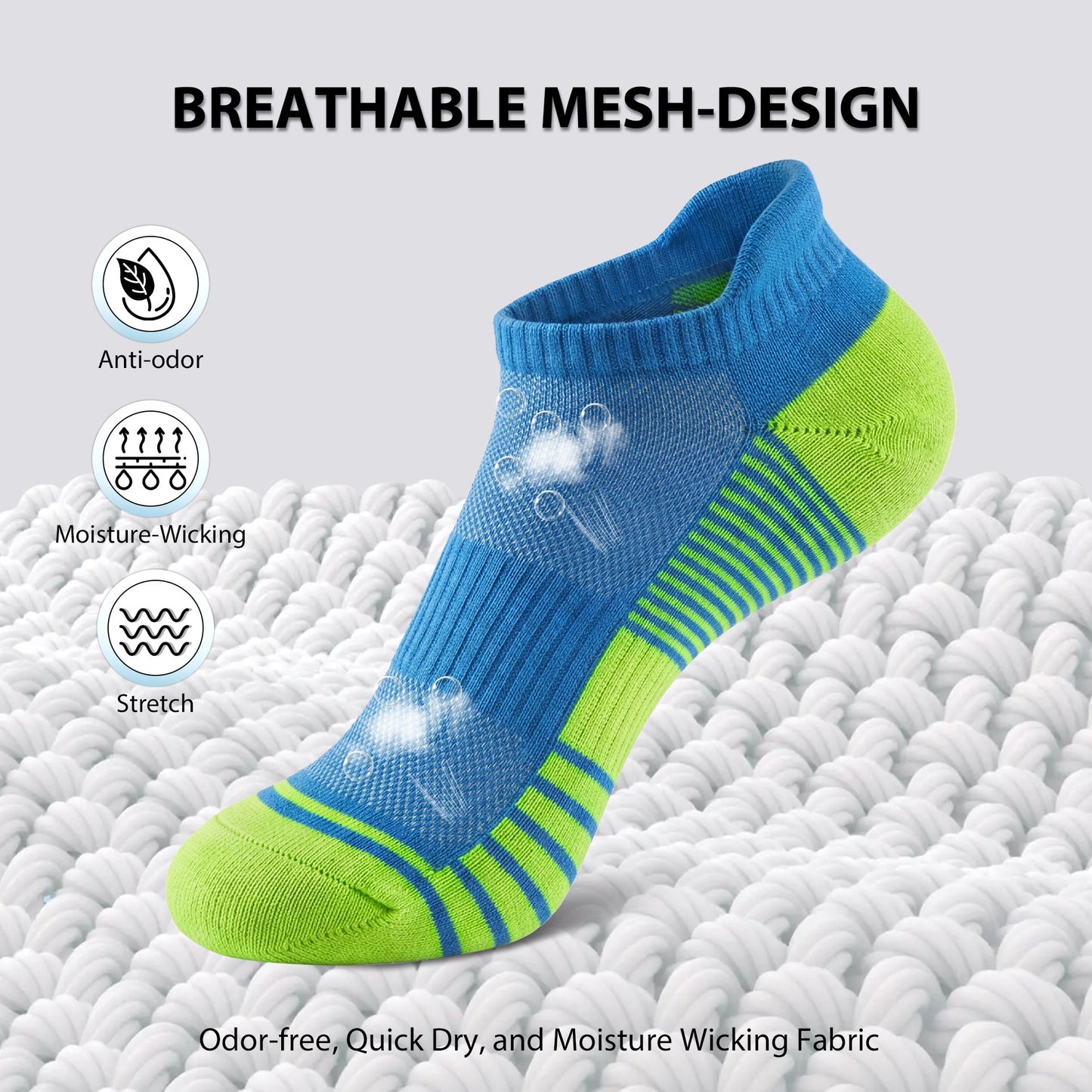 KOITHOT 12 Pairs Mens Ankle Socks Athletic Low Cut Cushioned Comfortable Running Socks for Men Size 6-9