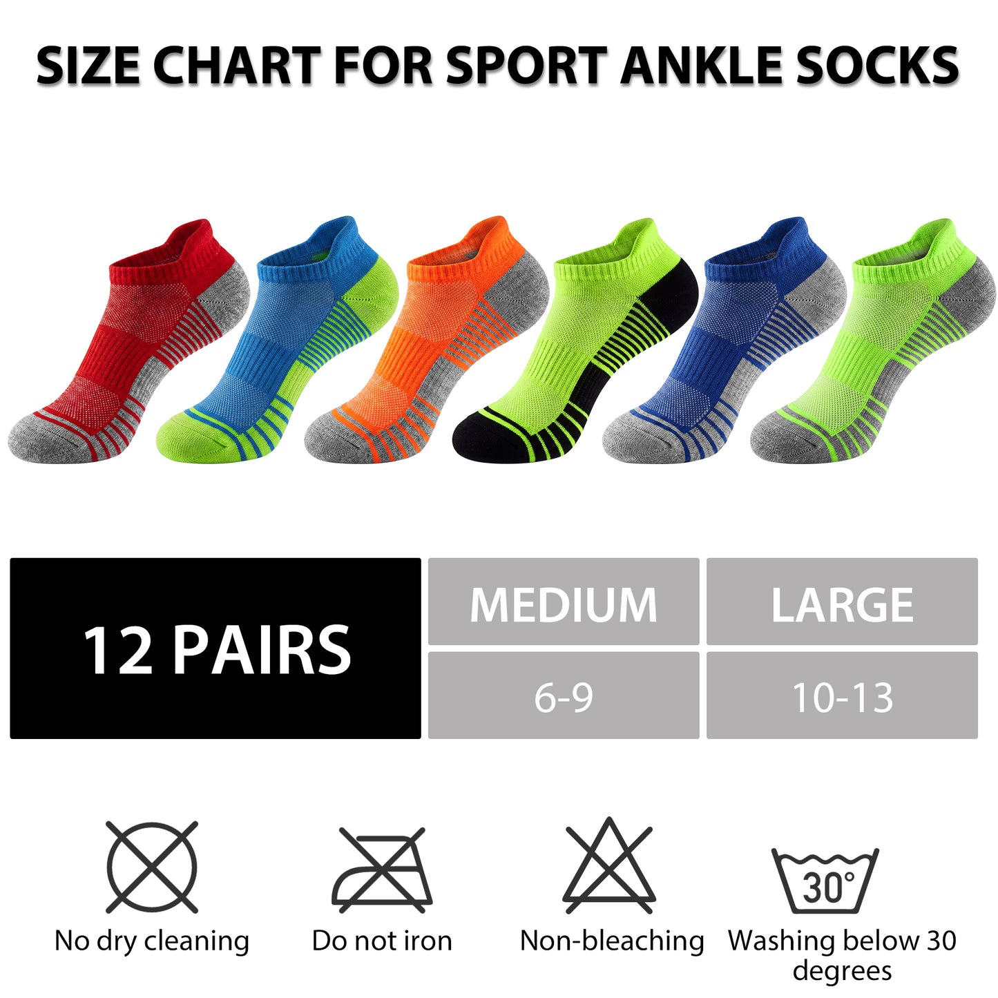 KOITHOT 12 Pairs Mens Ankle Socks Athletic Low Cut Cushioned Comfortable Running Socks for Men Size 6-9