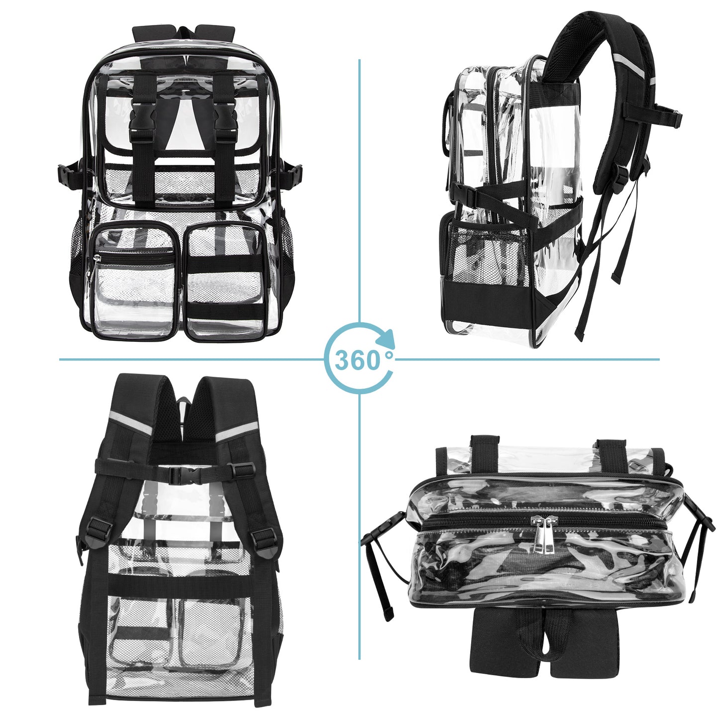 KOITHOT Clear Backpack Heavy Duty, Waterproof PVC Transparent Backpacks for Adults, Book Bag for School Travel