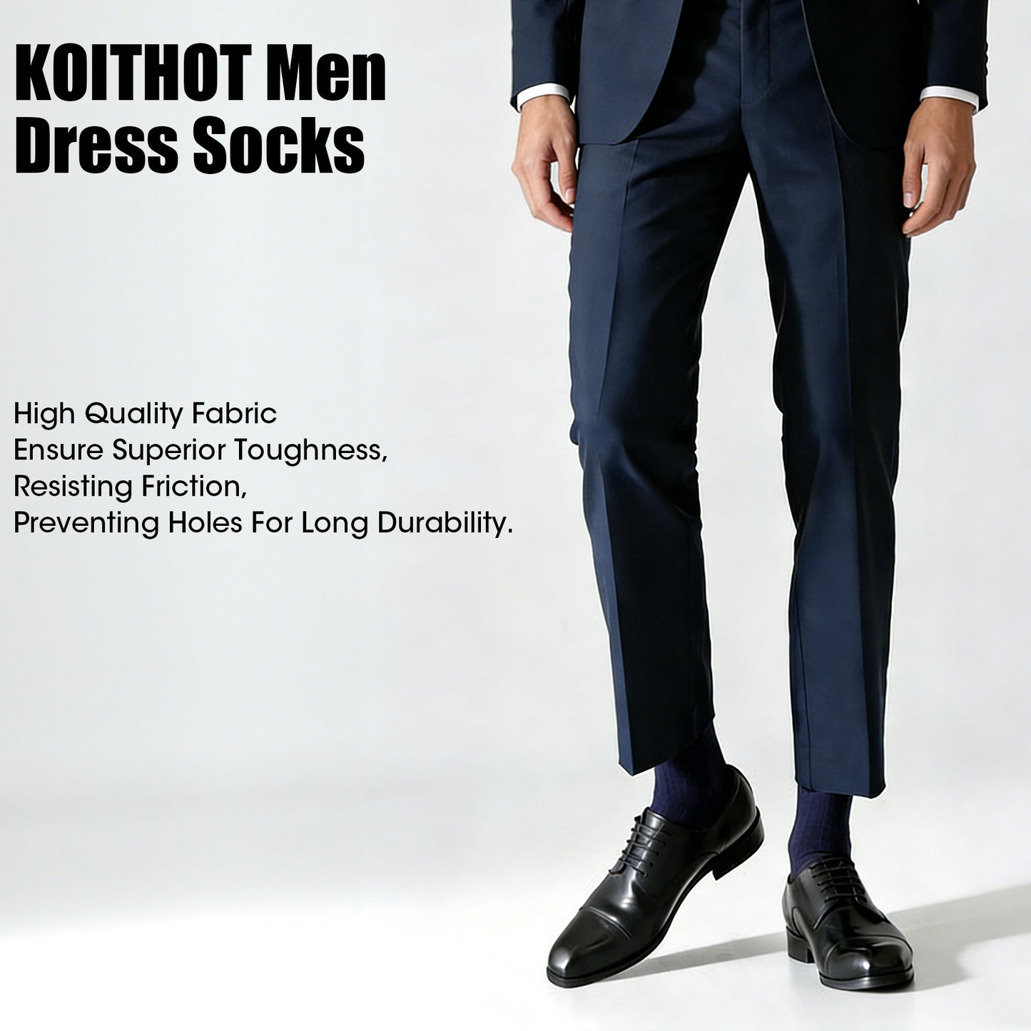 KOITHOT 5 Pack Dress Socks for Men Crew Socks Fashion Business Casual Cotton Mens Socks Size 10 13
