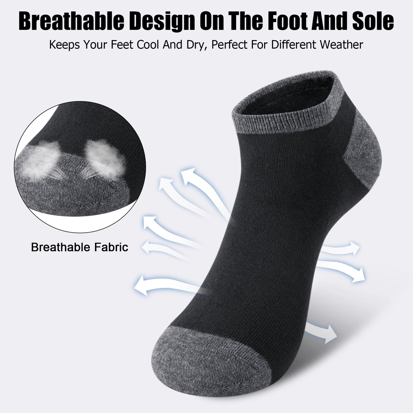 KOITHOT 50 Pair Low Cut Men Ankle Socks Lightweight Breathable Casual Socks for Men Value Pack