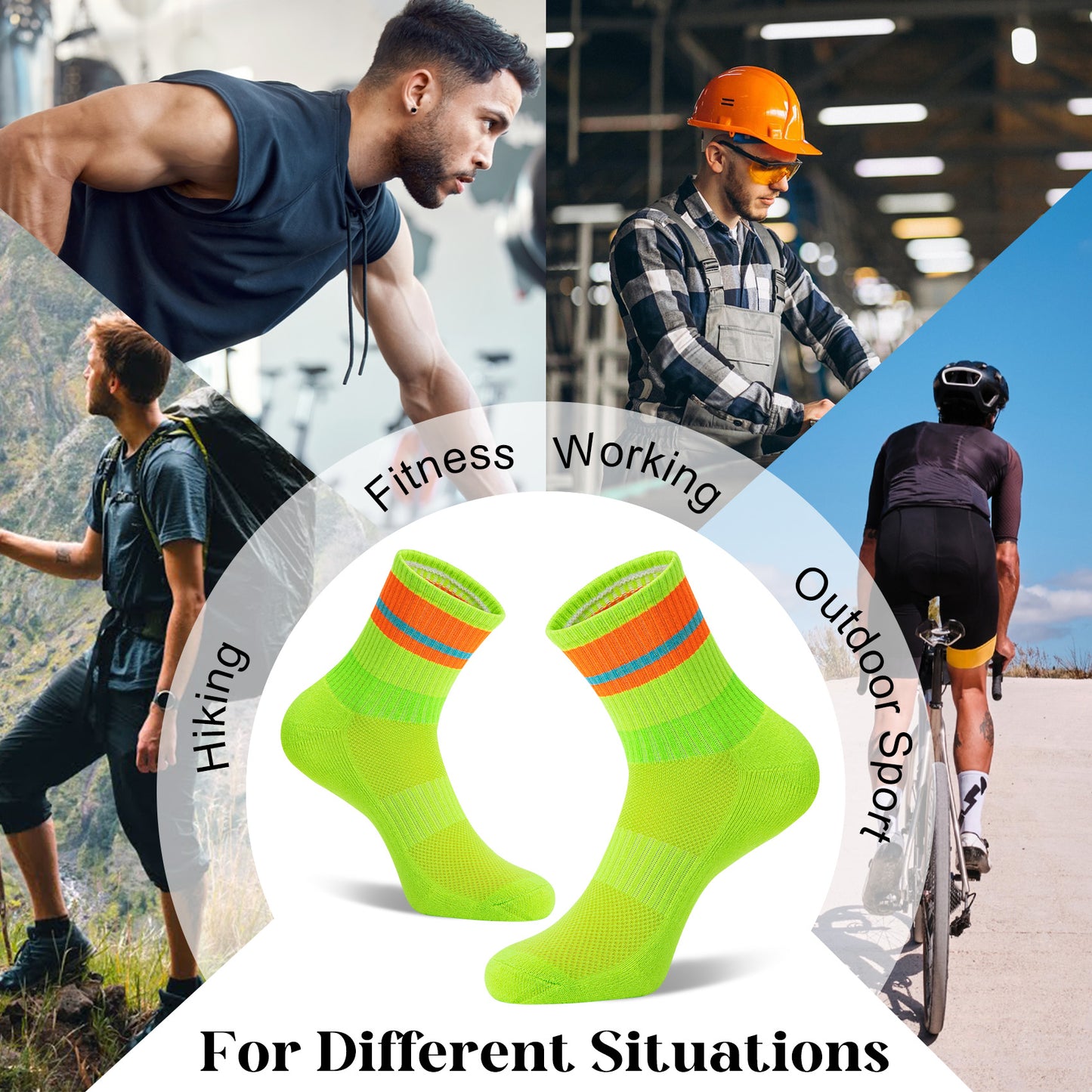 KOITHOT 12 Pairs Mens Crew Socks Cushioned Breathable Sports Athletic Socks Crew Socks for Men Size 6-9
