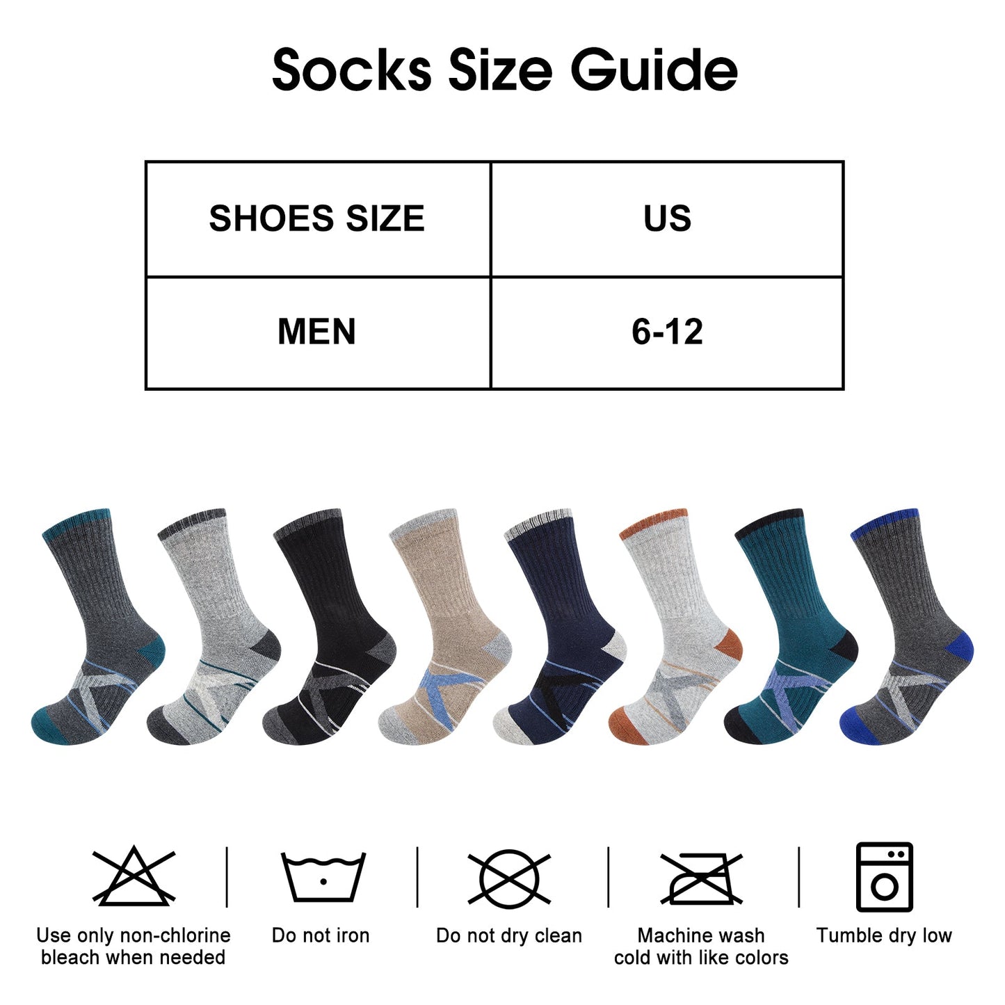 KOITHOT 8 Pairs Wool Socks for Men, Crew Socks Thermal Warm for Winter Work Hiking