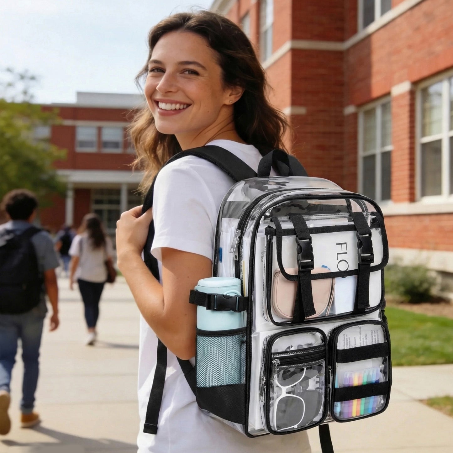 KOITHOT Clear Backpack Heavy Duty, Waterproof PVC Transparent Backpacks for Adults, Book Bag for School Travel