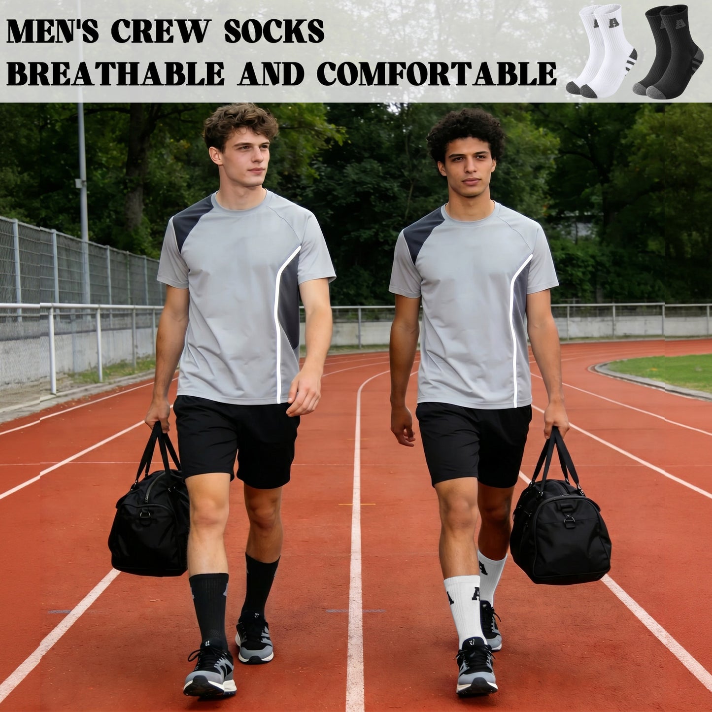 KOITHOT 12 Pairs Mens Crew Socks Athletic Men Socks Sport Cushioned Breathable Socks for Men Size 10-13