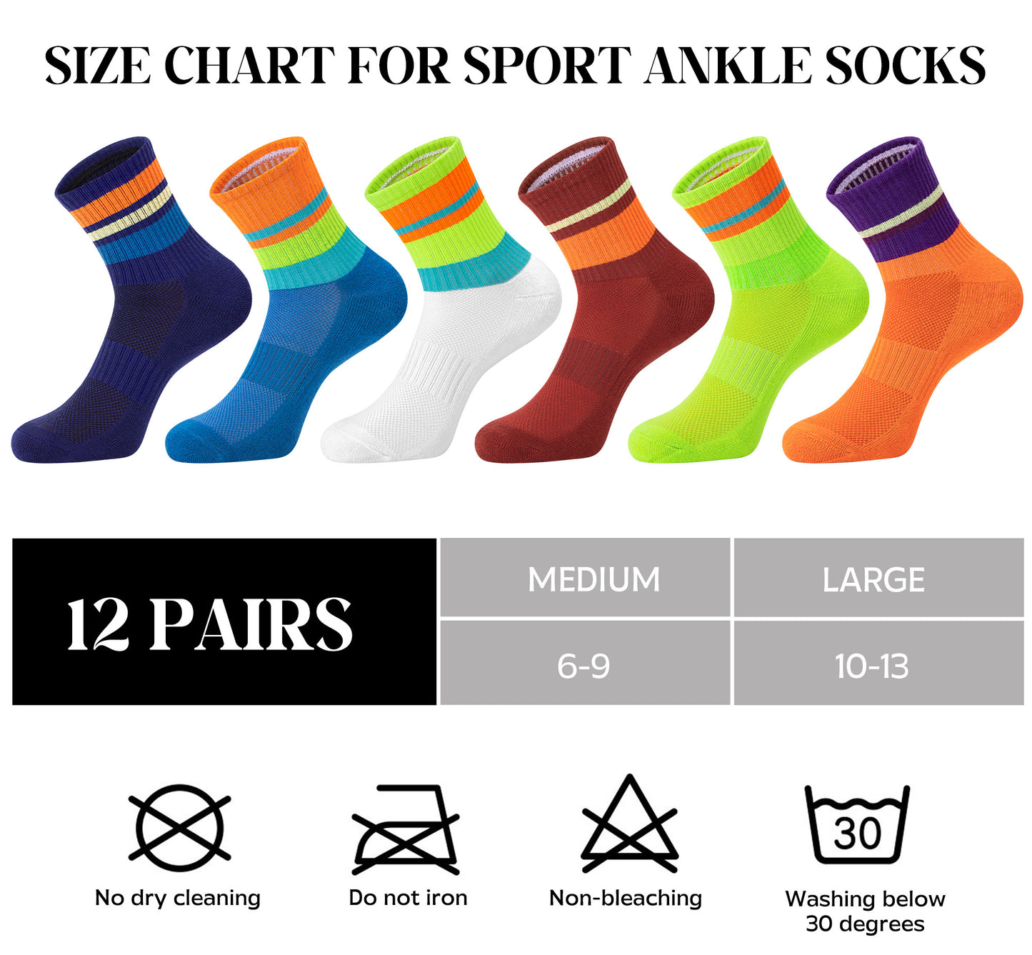 KOITHOT 12 Pairs Mens Crew Socks Cushioned Breathable Sports Athletic Socks Crew Socks for Men Size 6-9
