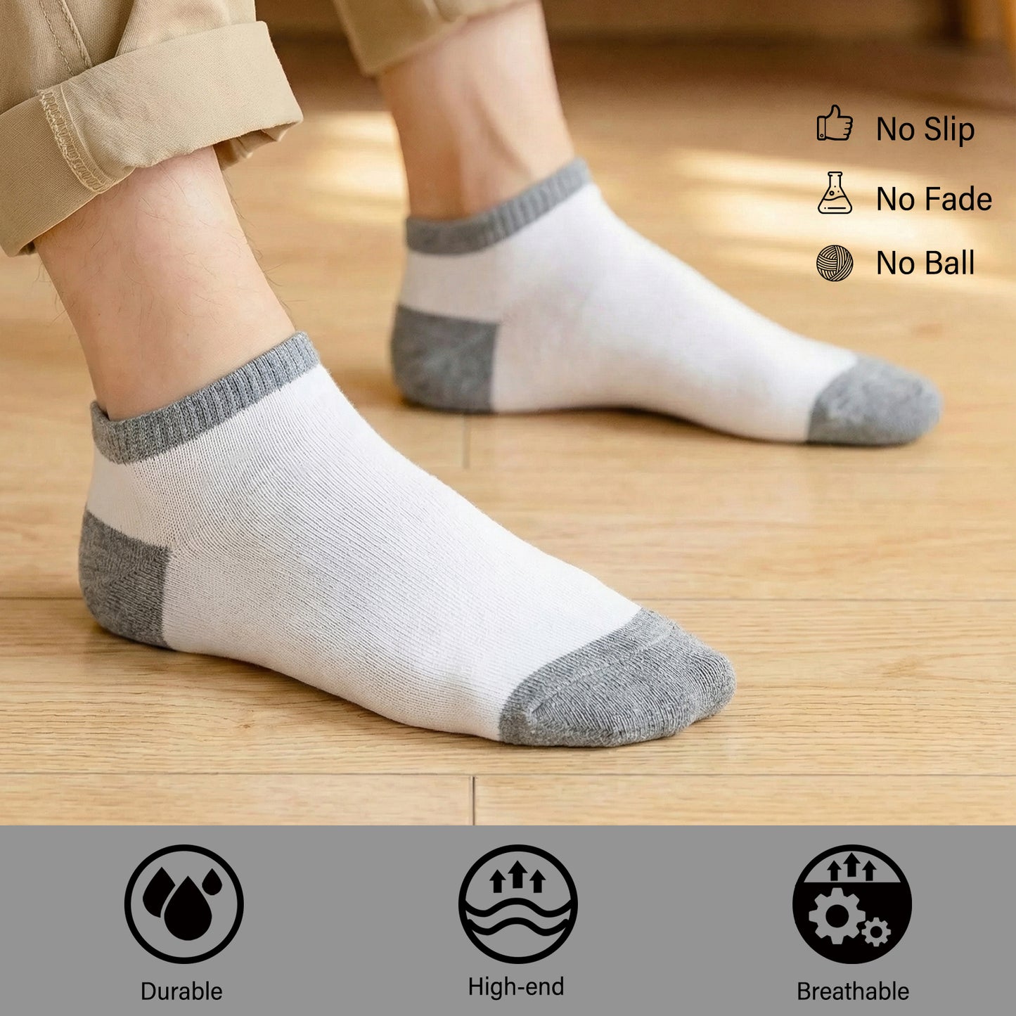 KOITHOT 50 Pair Low Cut Men Ankle Socks Lightweight Breathable Casual Socks for Men Value Pack