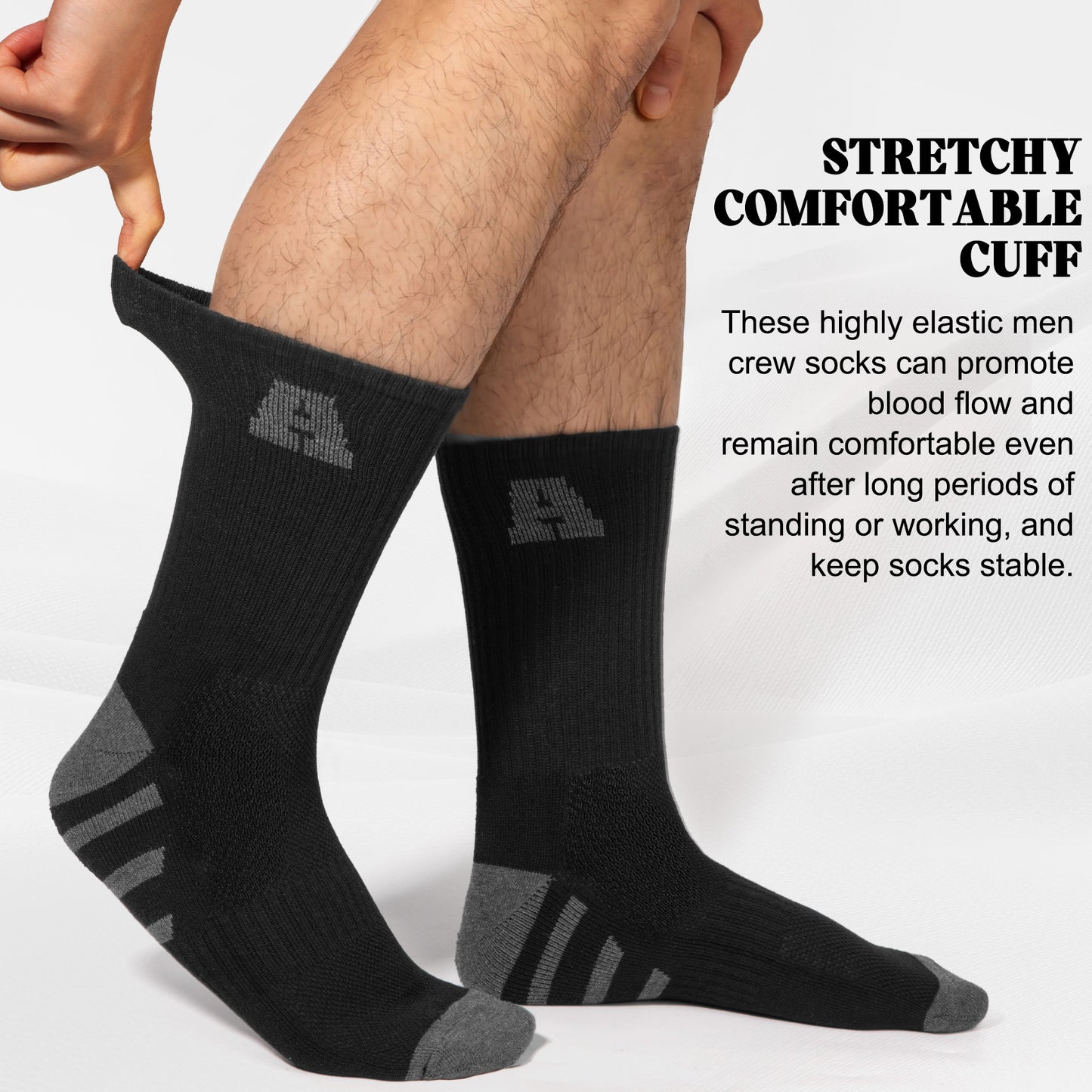 KOITHOT 12 Pairs Mens Crew Socks Athletic Men Socks Sport Cushioned Breathable Socks for Men Size 10-13