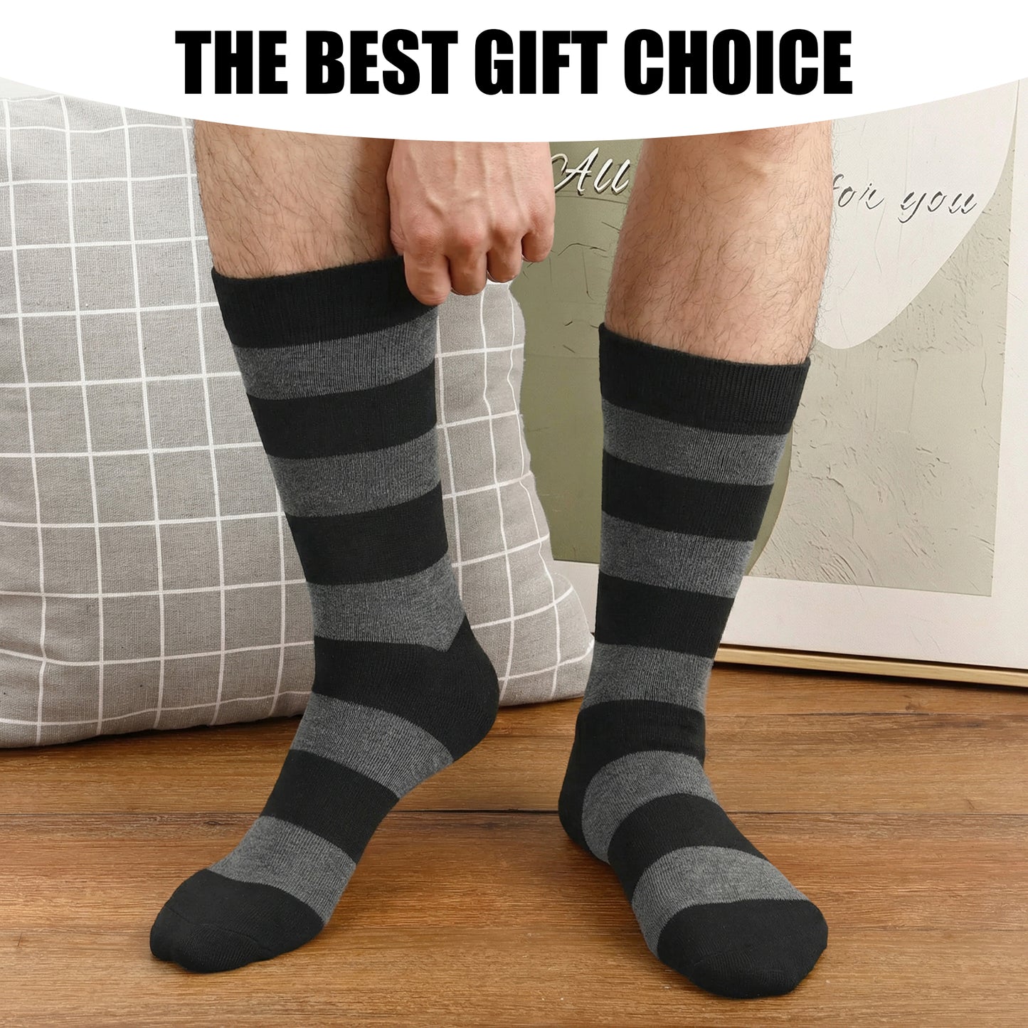 KOITHOT 5 Pack Dress Socks for Men Crew Socks Fashion Business Casual Cotton Mens Socks Size 10 13