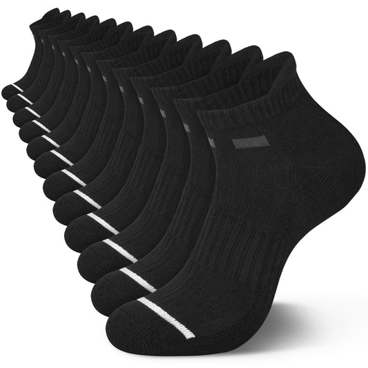 KOITHOT 6 Pairs Mens Ankle Socks Black Athletic Running Cushioned Men's Breathable Low Cut Socks