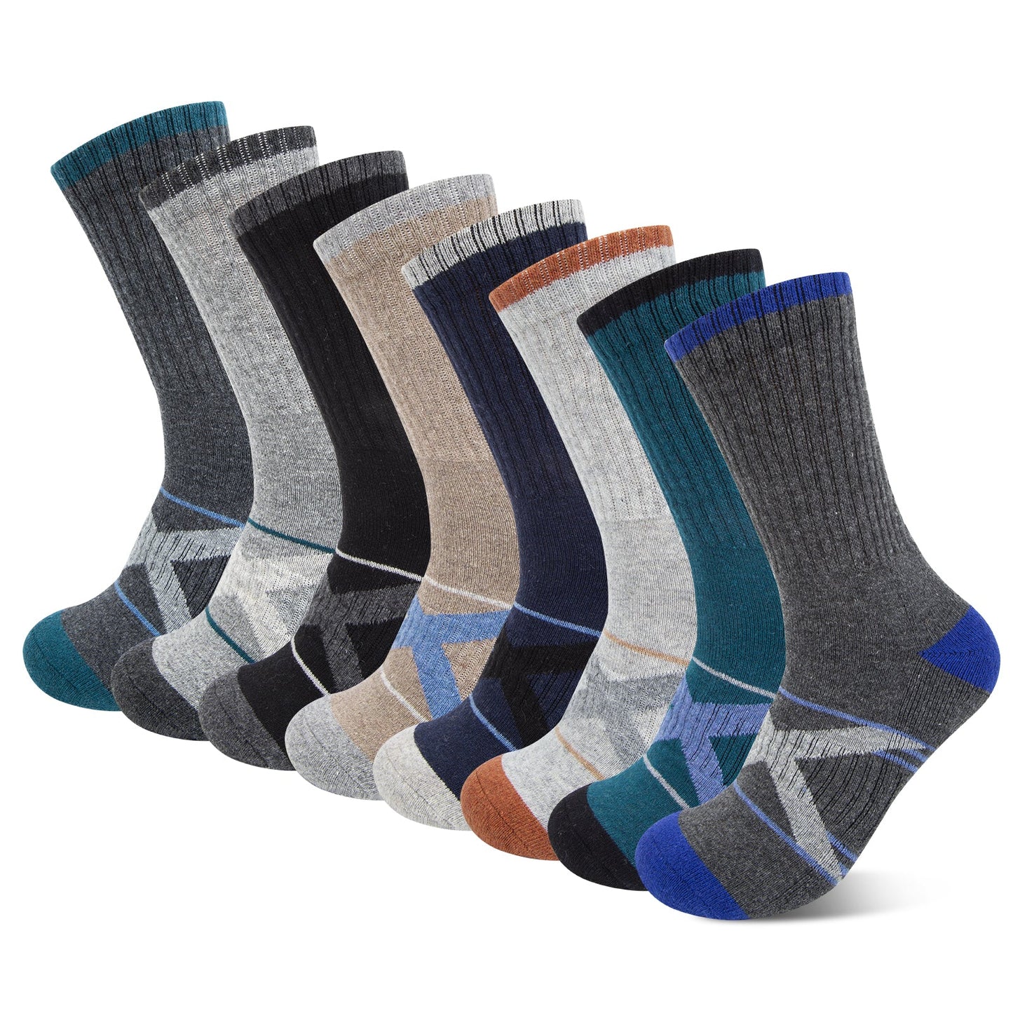 KOITHOT 8 Pairs Wool Socks for Men, Crew Socks Thermal Warm for Winter Work Hiking
