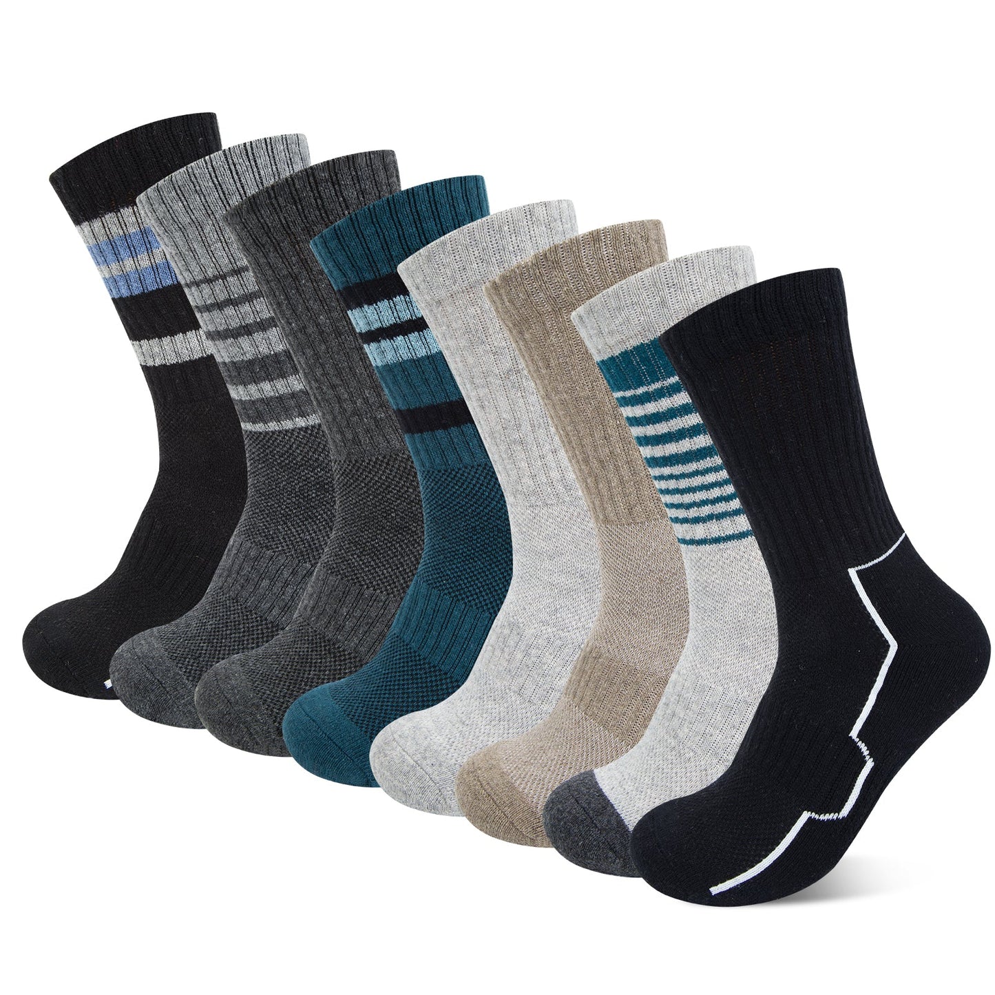 KOITHOT 8 Pairs Wool Socks for Men, Crew Socks Thermal Warm for Winter Work Hiking