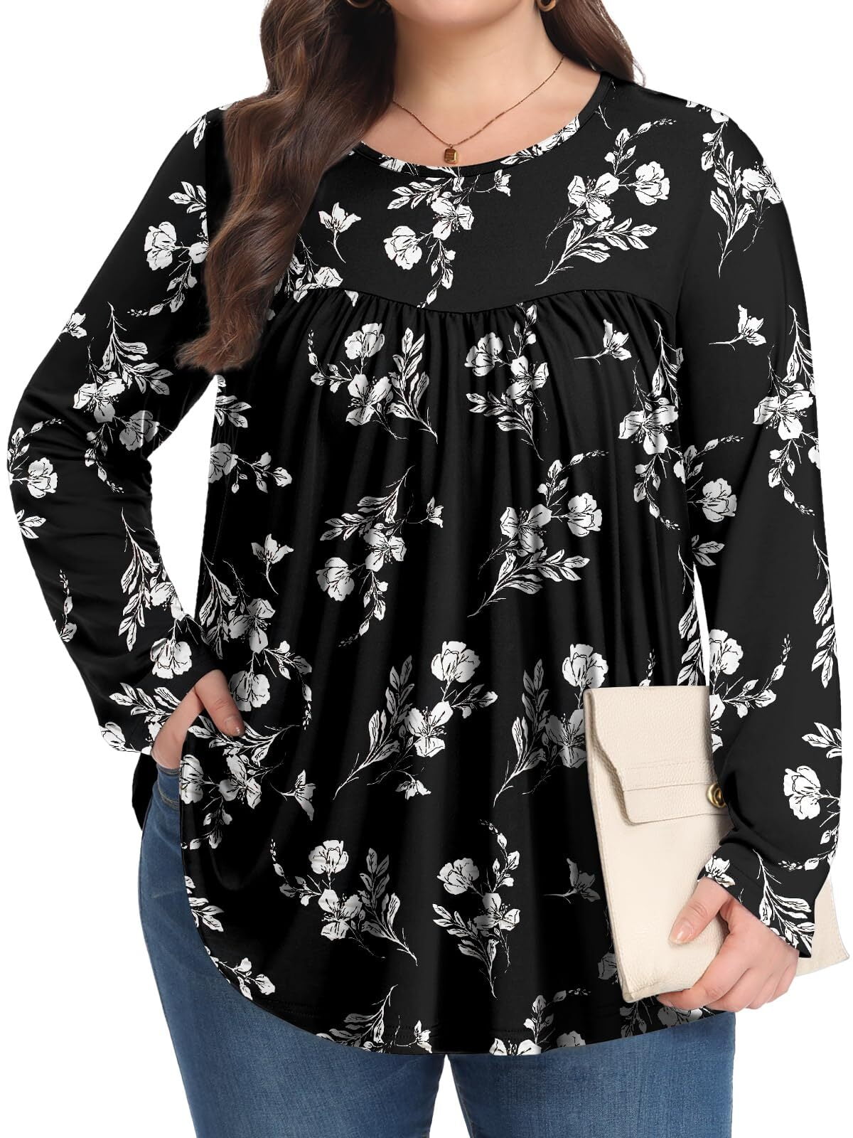 KOITHOT Womens Plus Size Tops Tunic Short Sleeve Crew Neck Shirts Casual Soft Blouse 1X-5X