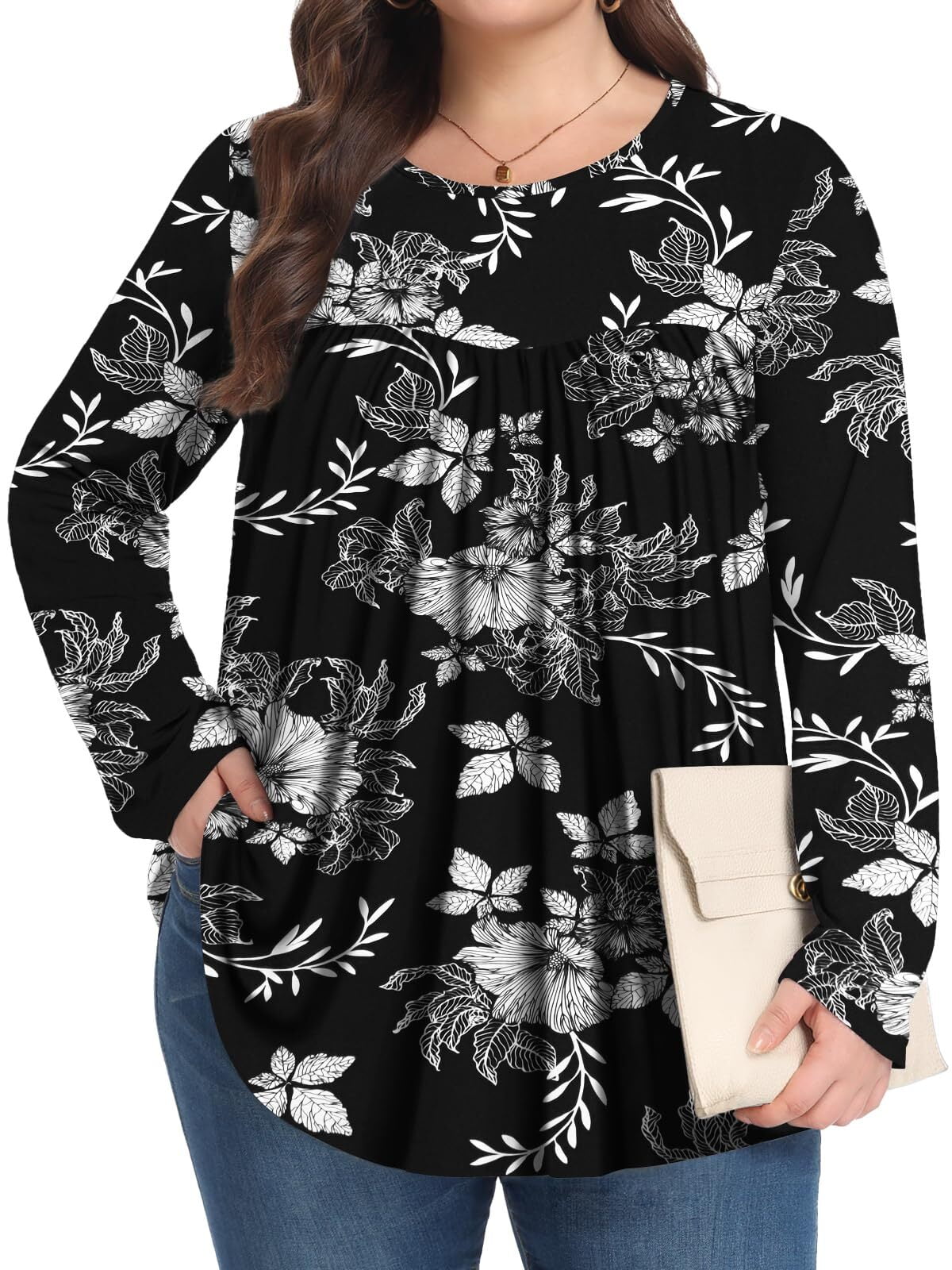 KOITHOT Womens Plus Size Tops Tunic Short Sleeve Crew Neck Shirts Casual Soft Blouse 1X-5X