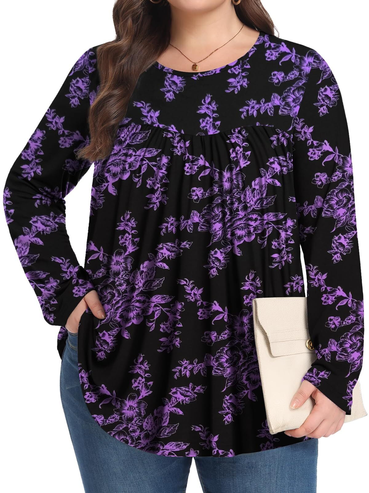 KOITHOT Womens Plus Size Tops Tunic Short Sleeve Crew Neck Shirts Casual Soft Blouse 1X-5X