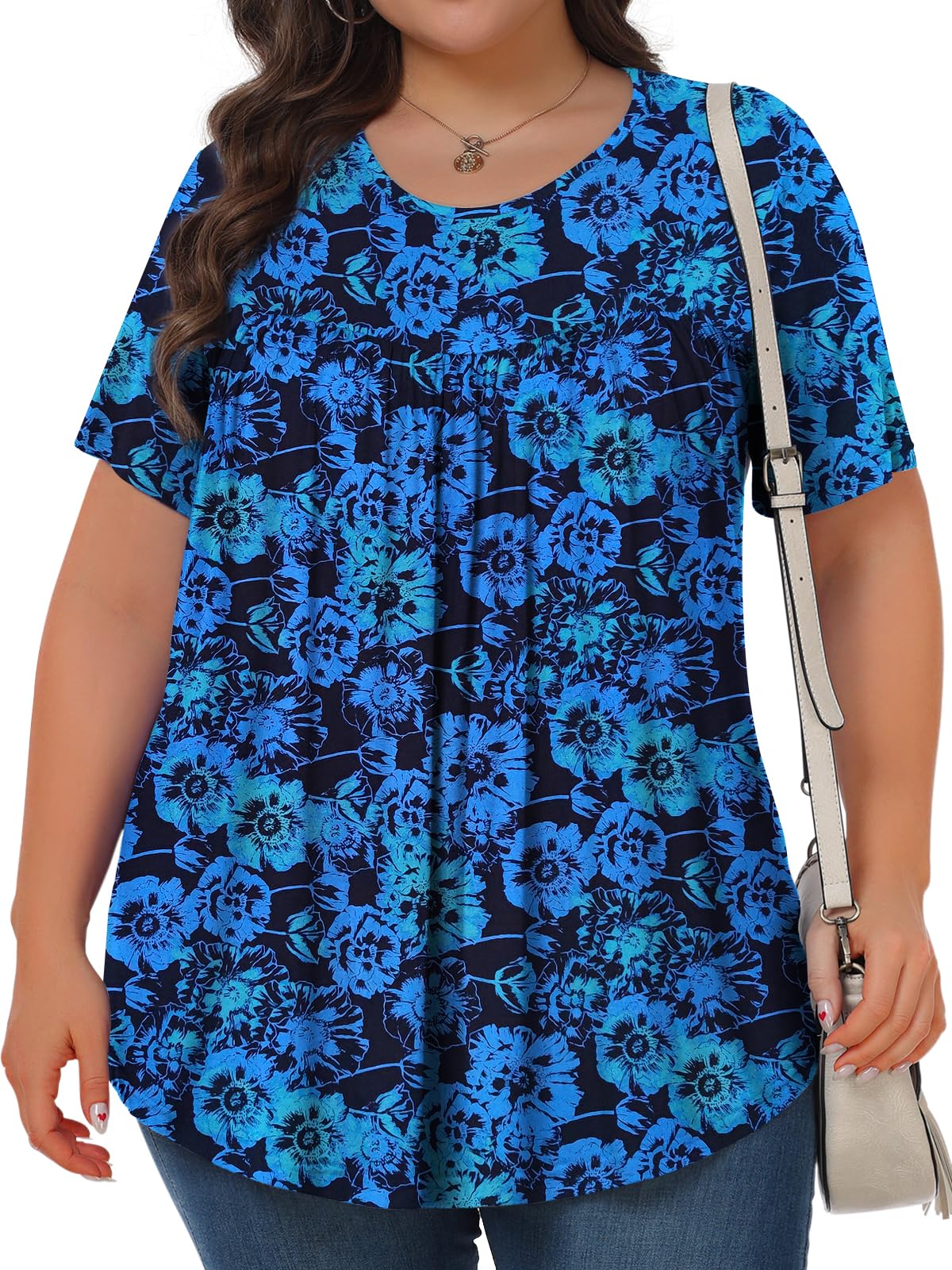 KOITHOT Womens Plus Size Tops Tunic Short Sleeve Crew Neck Shirts Casual Soft Blouse 1X-5X