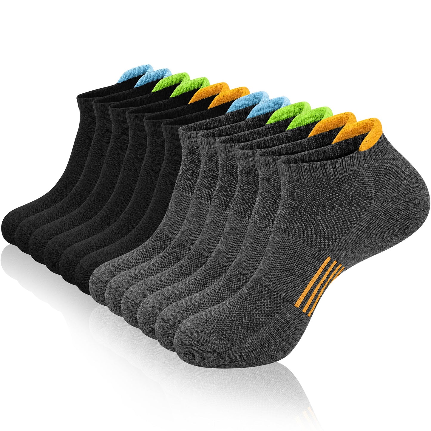 KOITHOT 12 Pairs Men Ankle Socks for Mens Black Cushioned Socks Athletic Running Size 6-9