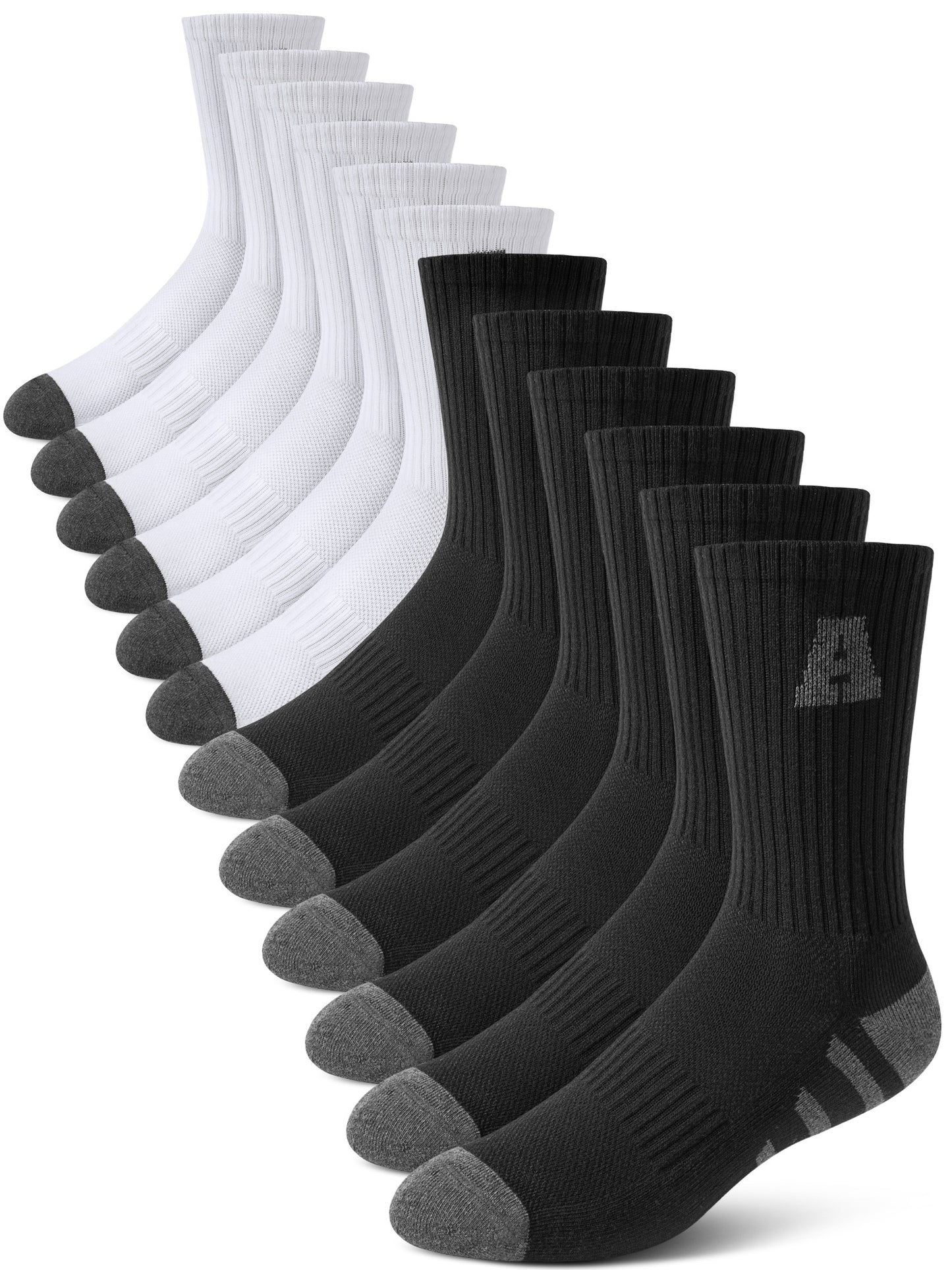 KOITHOT 12 Pairs Mens Crew Socks Athletic Men Socks Sport Cushioned Breathable Socks for Men Size 10-13