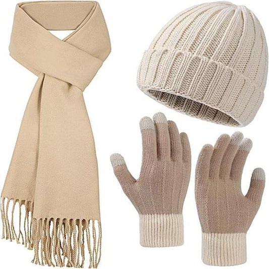 KOITHOT Winter Hat Beanie Long Scarf Touchscreen Gloves Set