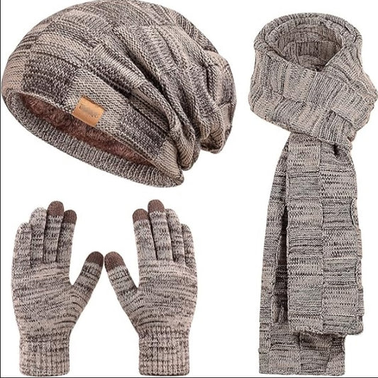 KOITHOT Hat Scarf Touchscreen Gloves Set for Men and Women