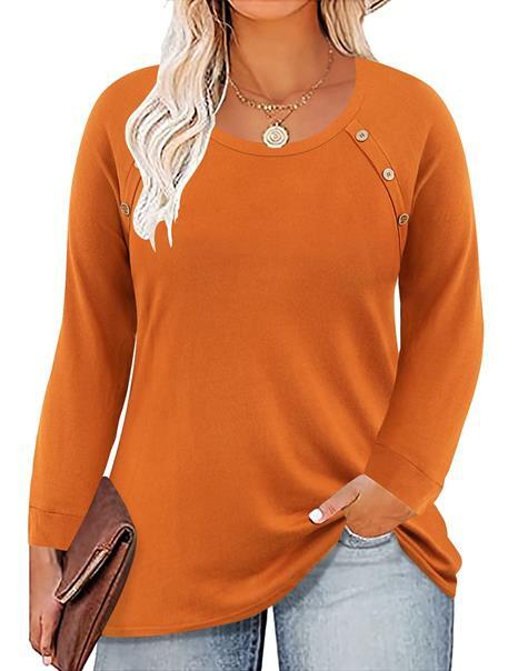 KOITHOT Plus Size Tops for Women Long Sleeve Casual Pullover