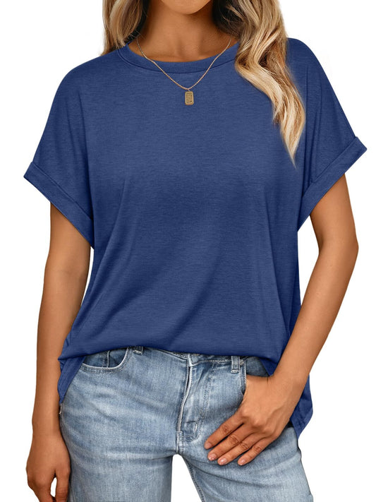 Womens Summer Tops Oversized Short Sleeve Business Casual