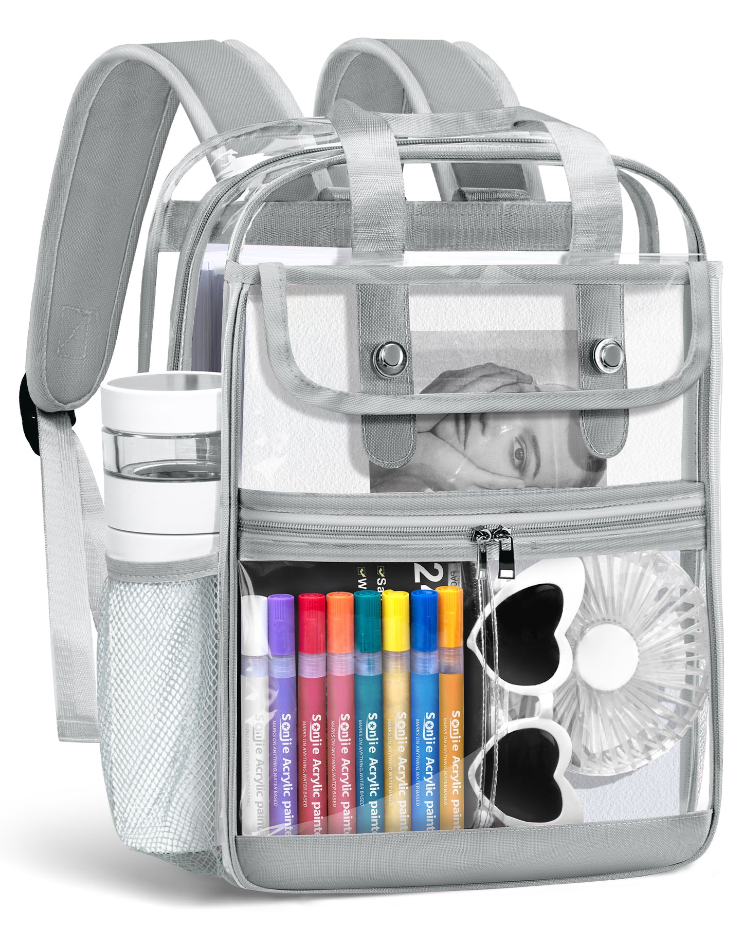 KOITHOT Clear Backpacks Large Heavy Duty PVC Waterproof Transparent Bookbag for School Adult Work, Black